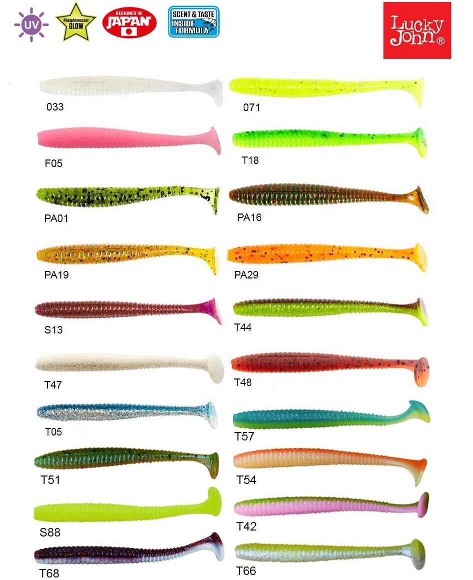 Lucky John S-Shad Tail  3.8''(9.65cm) 5p Silikon Yem