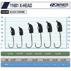 Owner 11681 X-Head Lrf Jighead Kurşun Kafa 4gr