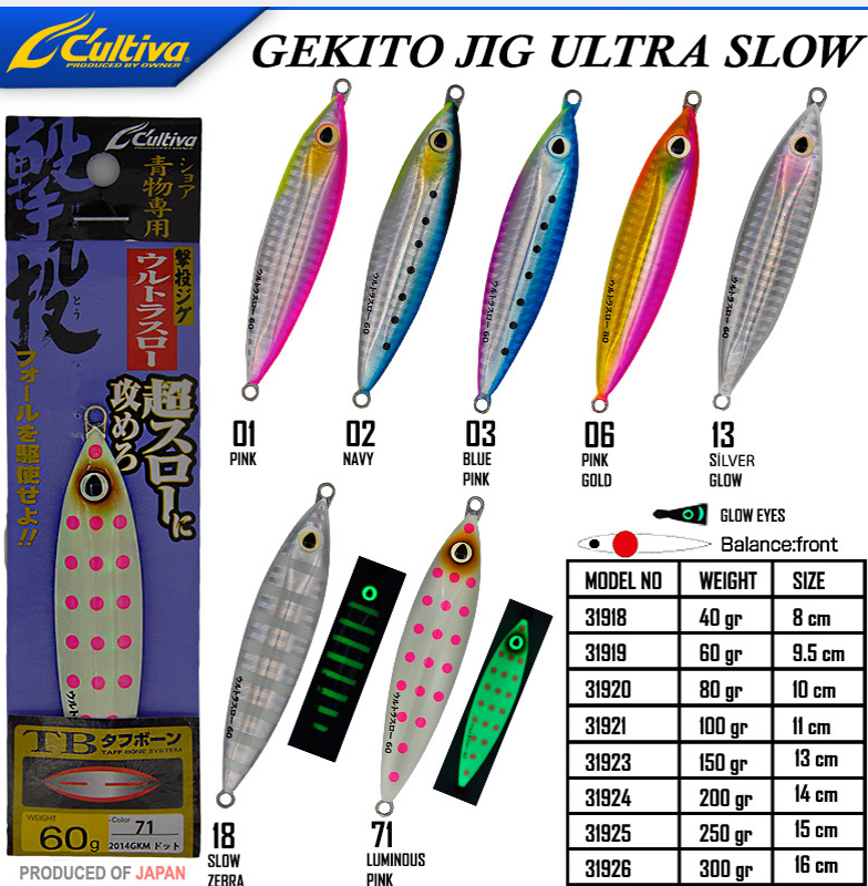 Owner 31921 Gekito Jig Ultra Slow 100gr 11cm 18 Glow Zebra