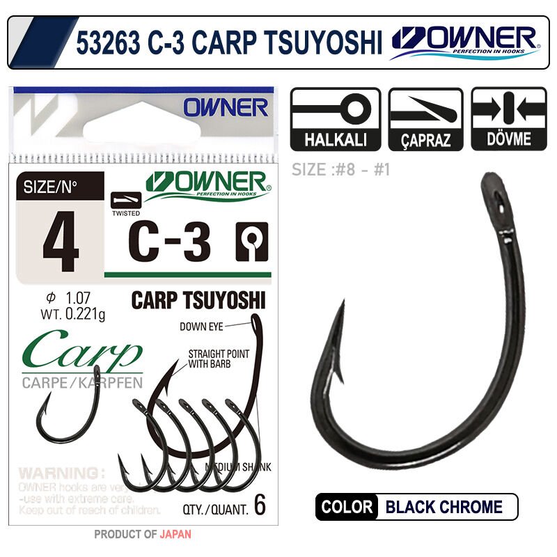 Owner 50923 C 3 Carp Tsuyoshi Sazan İğnesi