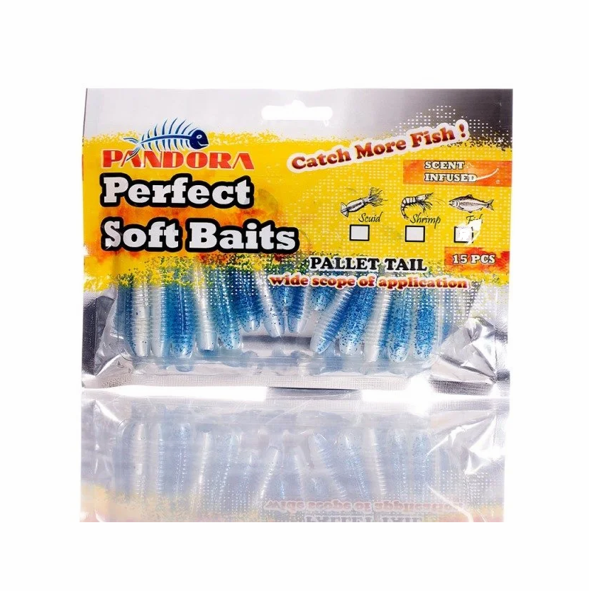 Pandora Perfect Soft Baits Pallet Tail 7 cm (15.li Paket) Blue Blue - Karides Kokulu