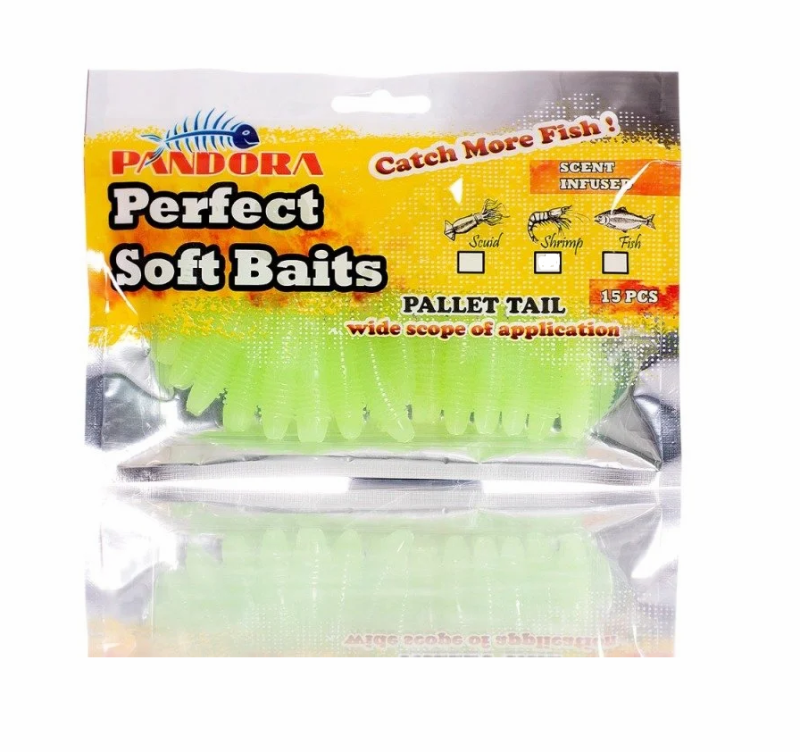 Pandora Perfect Soft Baits Pallet Tail 7 cm (15.li Paket) Glow - Kalamar Kokulu