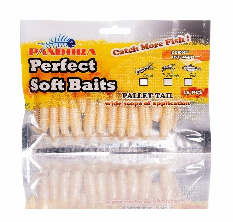 Pandora Perfect Soft Baits Pallet Tail 7 cm (15.li Paket) Pearl White - Karides Kokulu